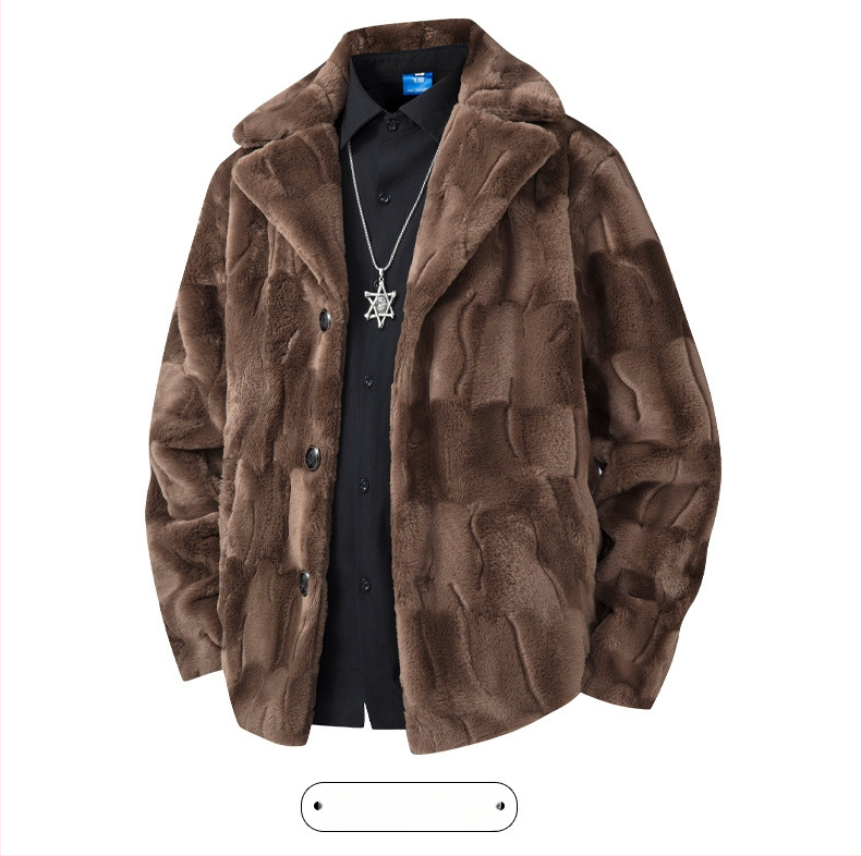 Kaputsiga jak, klapiga kaeluse, paksu kunstliku norka imitatsiooni, vaba lõige, polüestri väline ja vooder