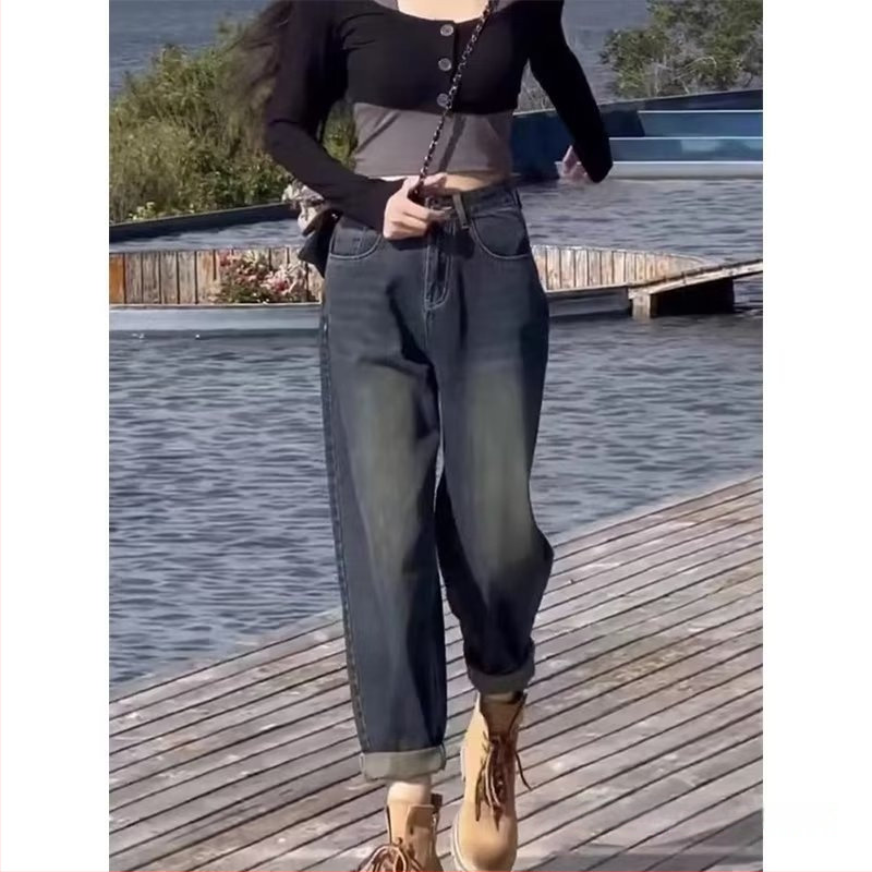 Ženske harem traperice visokog struka, jesen-zima novi model, plus veličina, slobodan kroj, retro hlače u stilu "dad"