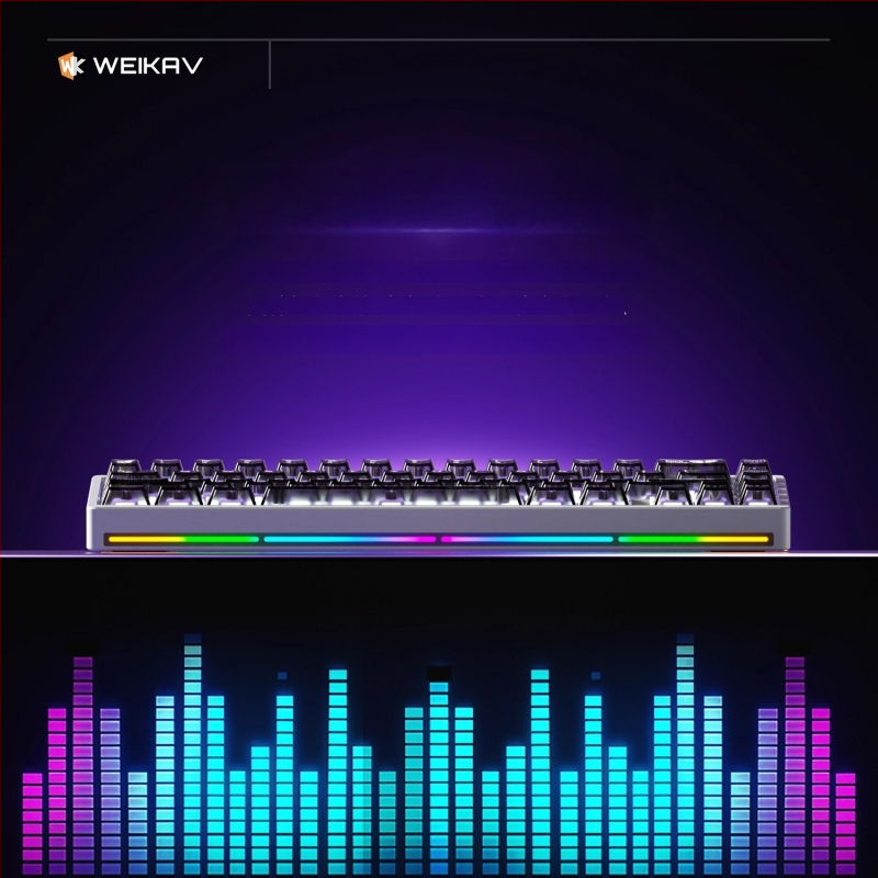 Weikav Nut65 Trijų režimų aliumininė gasket klaviatūros rinkinys su RGB apšvietimu, laidinis, iki 87 klavišų