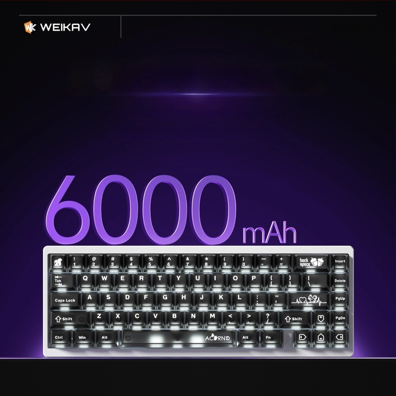 Weikav Nut65 Trijų režimų aliumininė gasket klaviatūros rinkinys su RGB apšvietimu, laidinis, iki 87 klavišų