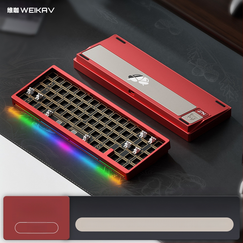 Weikav Nut65 Trijų režimų aliumininė gasket klaviatūros rinkinys su RGB apšvietimu, laidinis, iki 87 klavišų