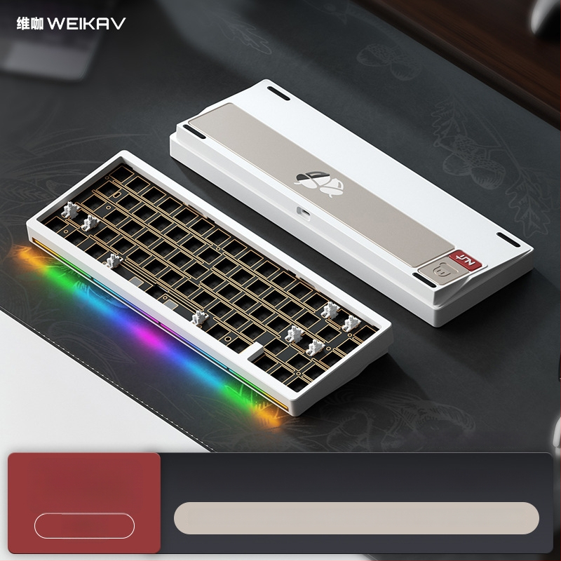 Weikav Nut65 Trijų režimų aliumininė gasket klaviatūros rinkinys su RGB apšvietimu, laidinis, iki 87 klavišų
