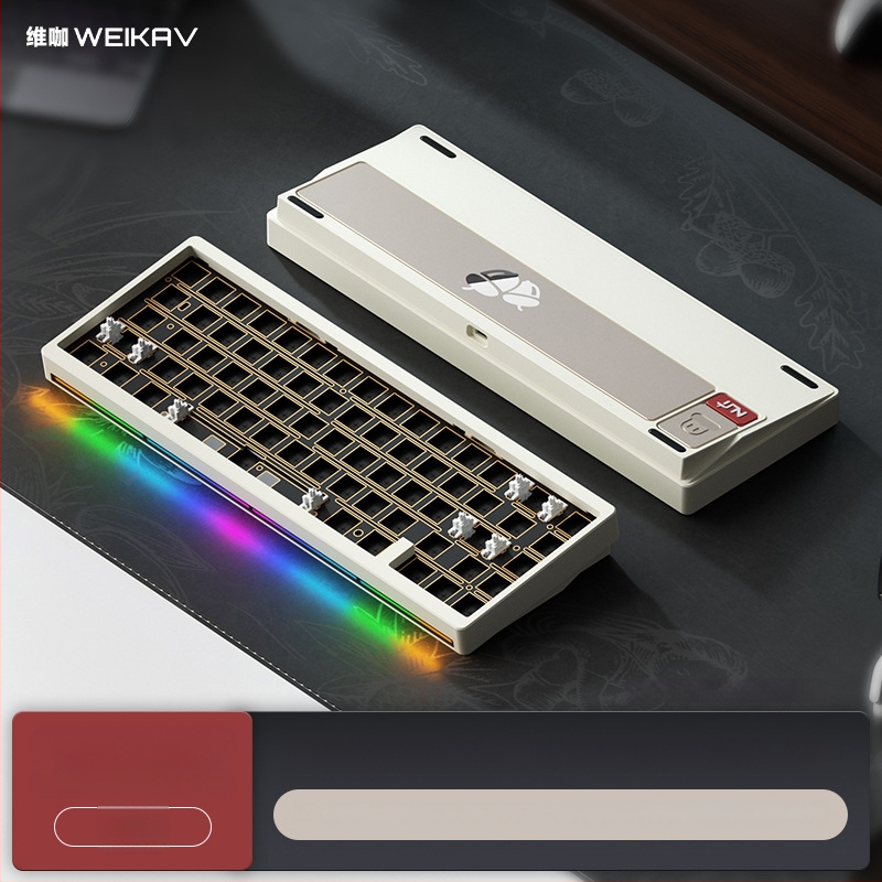 Weikav Nut65 Trijų režimų aliumininė gasket klaviatūros rinkinys su RGB apšvietimu, laidinis, iki 87 klavišų