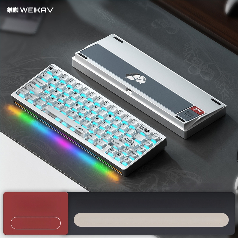Weikav Nut65 Trijų režimų aliumininė gasket klaviatūros rinkinys su RGB apšvietimu, laidinis, iki 87 klavišų