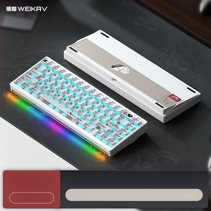 Weikav Nut65 Trijų režimų aliumininė gasket klaviatūros rinkinys su RGB apšvietimu, laidinis, iki 87 klavišų