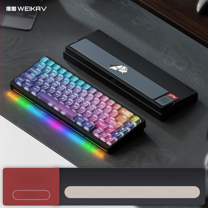 Weikav Nut65 Trijų režimų aliumininė gasket klaviatūros rinkinys su RGB apšvietimu, laidinis, iki 87 klavišų