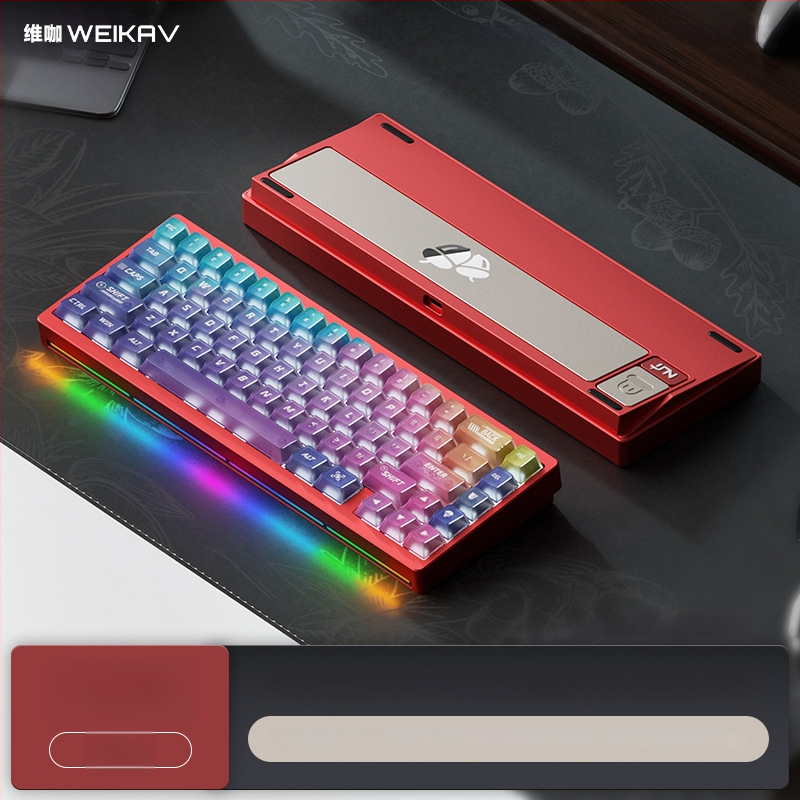 Weikav Nut65 Trijų režimų aliumininė gasket klaviatūros rinkinys su RGB apšvietimu, laidinis, iki 87 klavišų