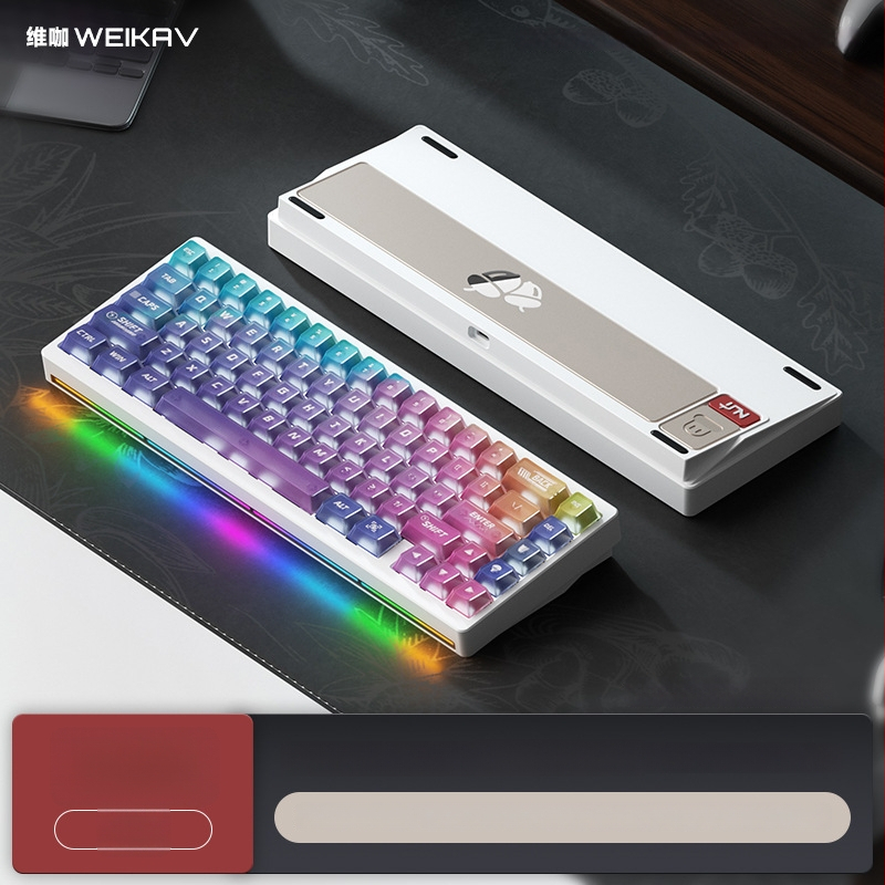 Weikav Nut65 Trijų režimų aliumininė gasket klaviatūros rinkinys su RGB apšvietimu, laidinis, iki 87 klavišų