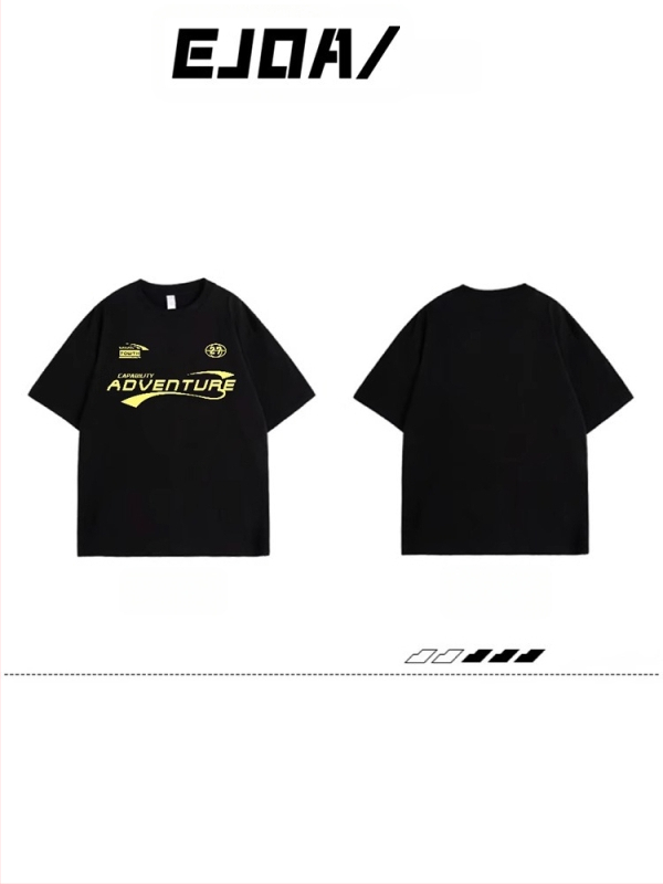 Ženski pamuk kratkih rukava T‑shirt, opuštena silueta, retro američki streetwear stil, korejski dizajn.