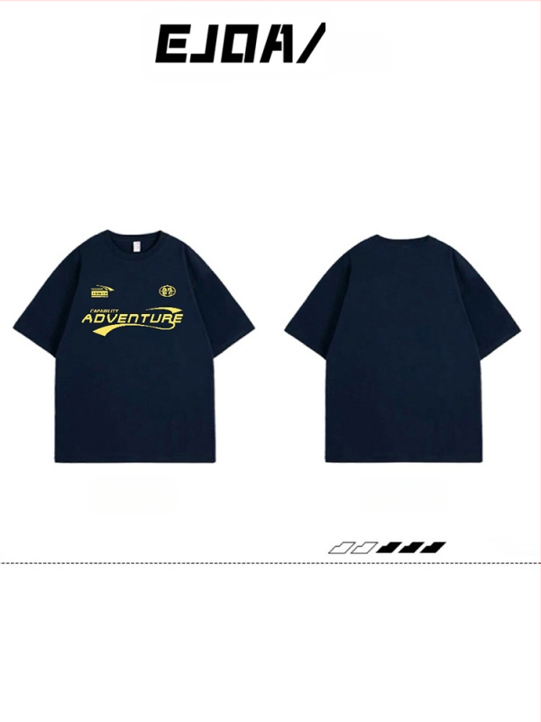 Ženski pamuk kratkih rukava T‑shirt, opuštena silueta, retro američki streetwear stil, korejski dizajn.