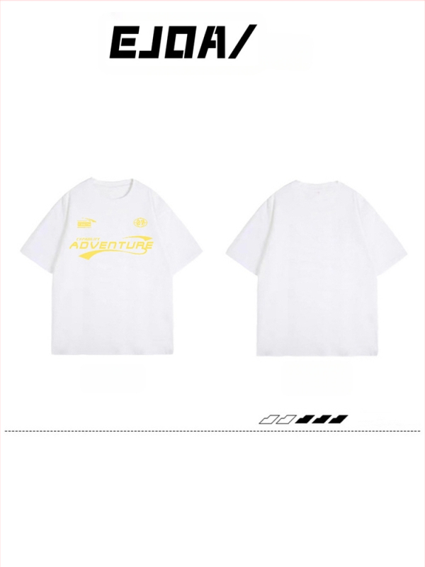 Ženski pamuk kratkih rukava T‑shirt, opuštena silueta, retro američki streetwear stil, korejski dizajn.