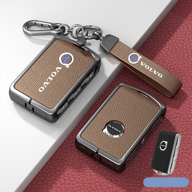 Κάλυμμα κλειδιού Volvo από δέρμα και μέταλλο – κράμα ψευδάργαλου, πολυτελές στιλ, συμβατό με XC60, S90, S60, XC90, V60, V40, Διαθεσιμότητα παραμετροποίησης
