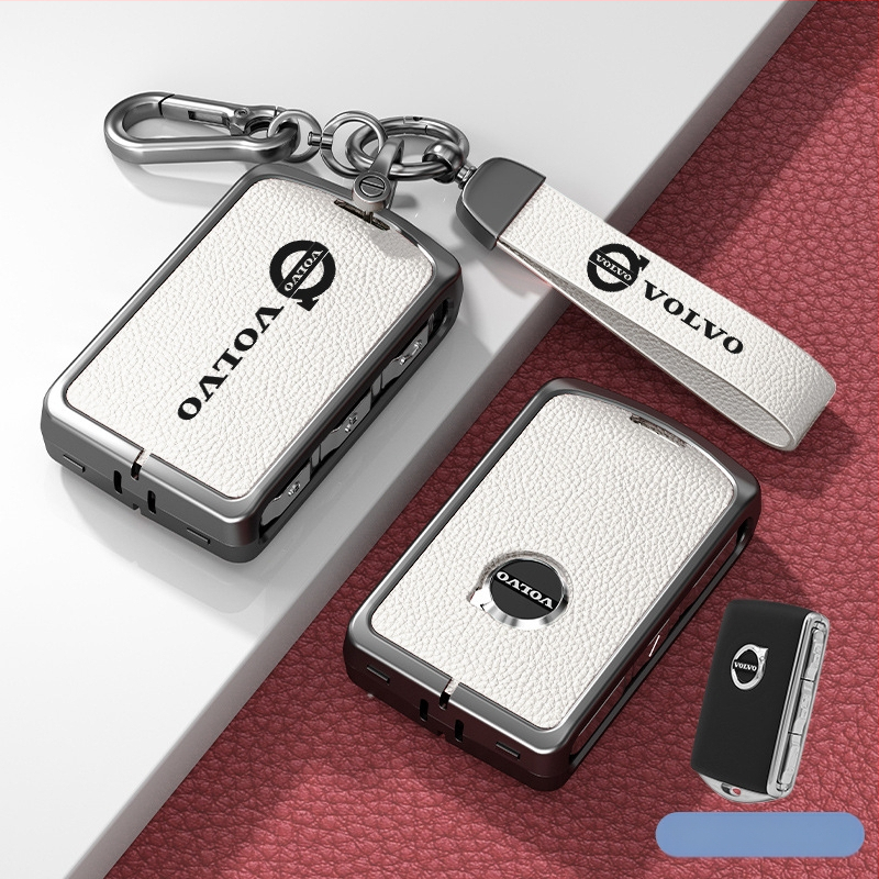 Κάλυμμα κλειδιού Volvo από δέρμα και μέταλλο – κράμα ψευδάργαλου, πολυτελές στιλ, συμβατό με XC60, S90, S60, XC90, V60, V40, Διαθεσιμότητα παραμετροποίησης