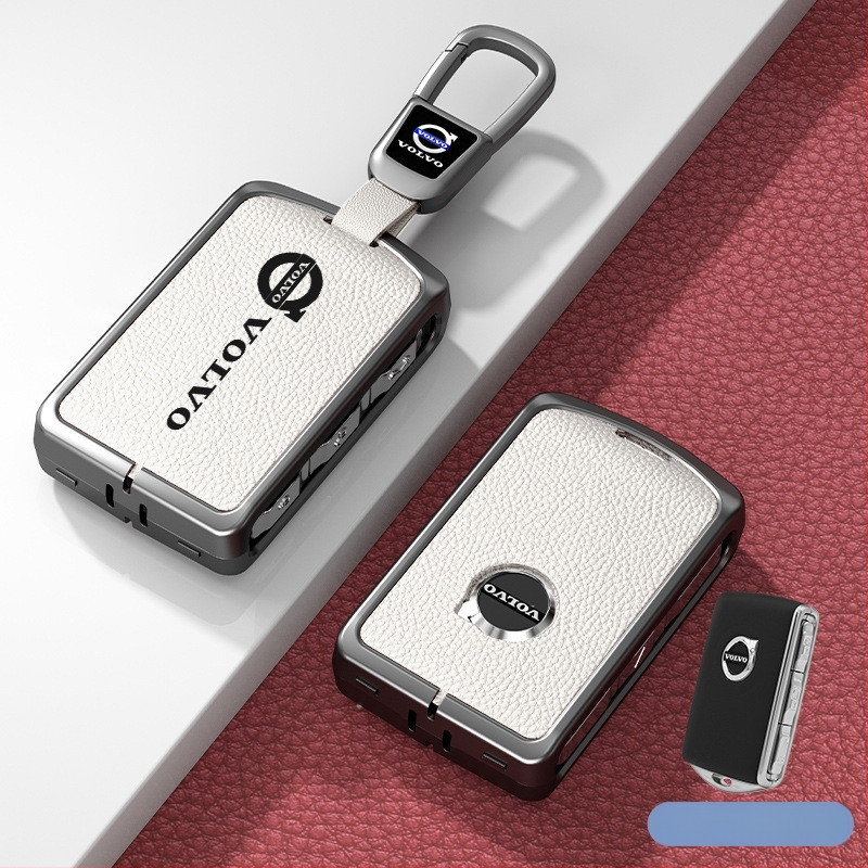 Κάλυμμα κλειδιού Volvo από δέρμα και μέταλλο – κράμα ψευδάργαλου, πολυτελές στιλ, συμβατό με XC60, S90, S60, XC90, V60, V40, Διαθεσιμότητα παραμετροποίησης