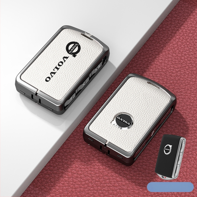 Κάλυμμα κλειδιού Volvo από δέρμα και μέταλλο – κράμα ψευδάργαλου, πολυτελές στιλ, συμβατό με XC60, S90, S60, XC90, V60, V40, Διαθεσιμότητα παραμετροποίησης