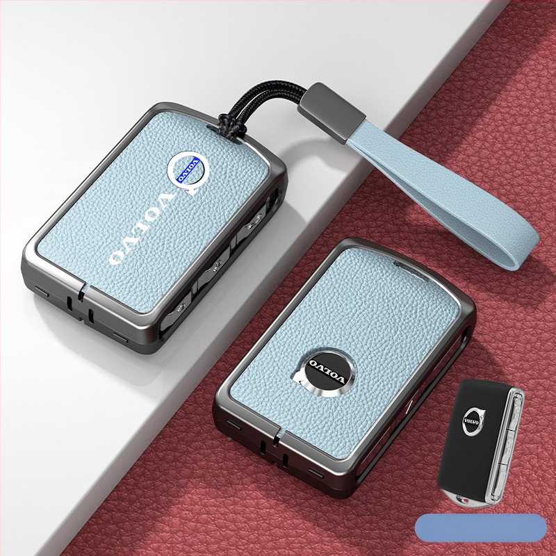 Κάλυμμα κλειδιού Volvo από δέρμα και μέταλλο – κράμα ψευδάργαλου, πολυτελές στιλ, συμβατό με XC60, S90, S60, XC90, V60, V40, Διαθεσιμότητα παραμετροποίησης