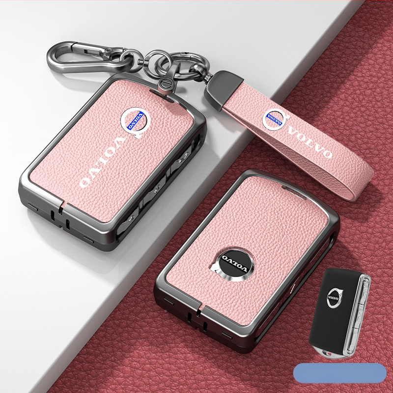 Κάλυμμα κλειδιού Volvo από δέρμα και μέταλλο – κράμα ψευδάργαλου, πολυτελές στιλ, συμβατό με XC60, S90, S60, XC90, V60, V40, Διαθεσιμότητα παραμετροποίησης