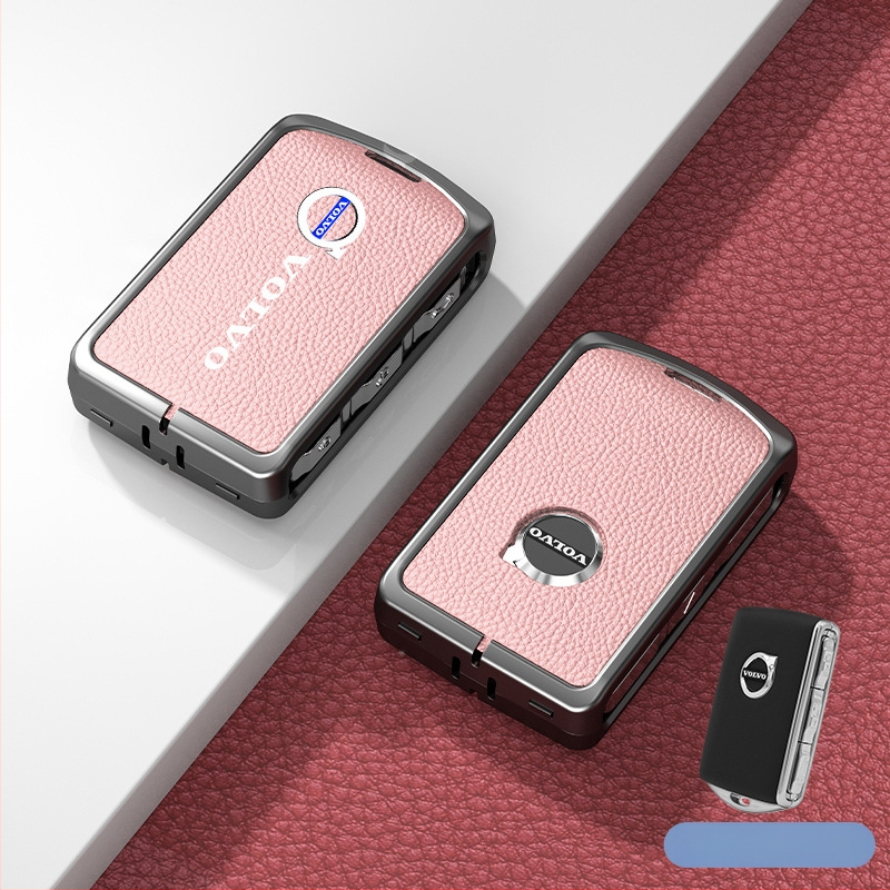 Κάλυμμα κλειδιού Volvo από δέρμα και μέταλλο – κράμα ψευδάργαλου, πολυτελές στιλ, συμβατό με XC60, S90, S60, XC90, V60, V40, Διαθεσιμότητα παραμετροποίησης