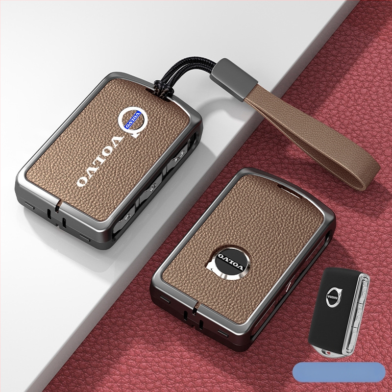 Κάλυμμα κλειδιού Volvo από δέρμα και μέταλλο – κράμα ψευδάργαλου, πολυτελές στιλ, συμβατό με XC60, S90, S60, XC90, V60, V40, Διαθεσιμότητα παραμετροποίησης