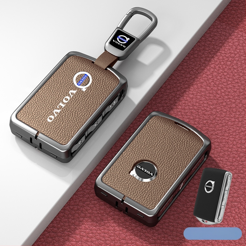 Κάλυμμα κλειδιού Volvo από δέρμα και μέταλλο – κράμα ψευδάργαλου, πολυτελές στιλ, συμβατό με XC60, S90, S60, XC90, V60, V40, Διαθεσιμότητα παραμετροποίησης