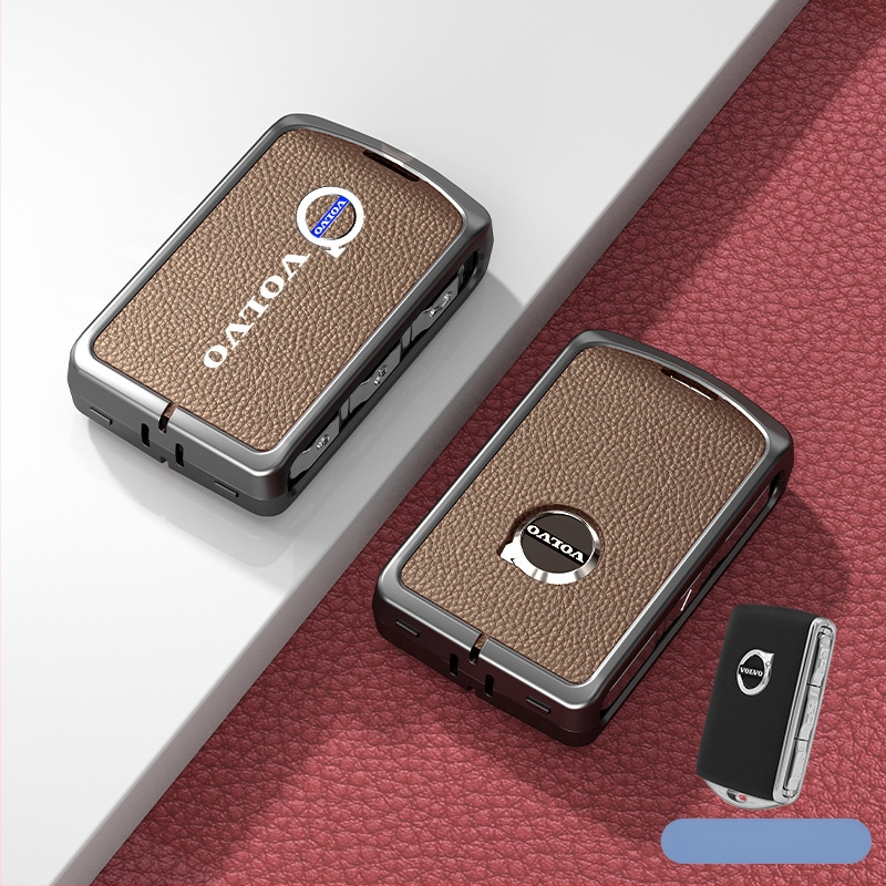 Κάλυμμα κλειδιού Volvo από δέρμα και μέταλλο – κράμα ψευδάργαλου, πολυτελές στιλ, συμβατό με XC60, S90, S60, XC90, V60, V40, Διαθεσιμότητα παραμετροποίησης