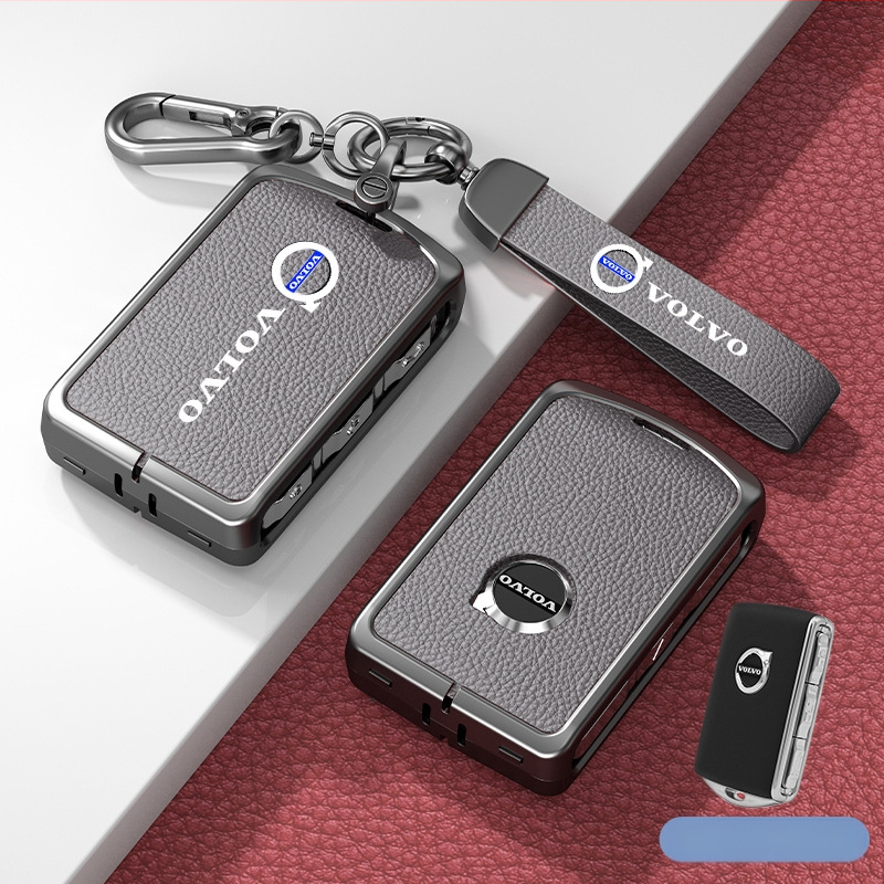 Κάλυμμα κλειδιού Volvo από δέρμα και μέταλλο – κράμα ψευδάργαλου, πολυτελές στιλ, συμβατό με XC60, S90, S60, XC90, V60, V40, Διαθεσιμότητα παραμετροποίησης