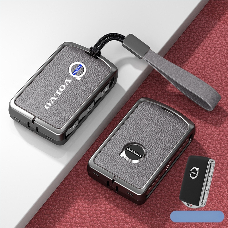 Κάλυμμα κλειδιού Volvo από δέρμα και μέταλλο – κράμα ψευδάργαλου, πολυτελές στιλ, συμβατό με XC60, S90, S60, XC90, V60, V40, Διαθεσιμότητα παραμετροποίησης