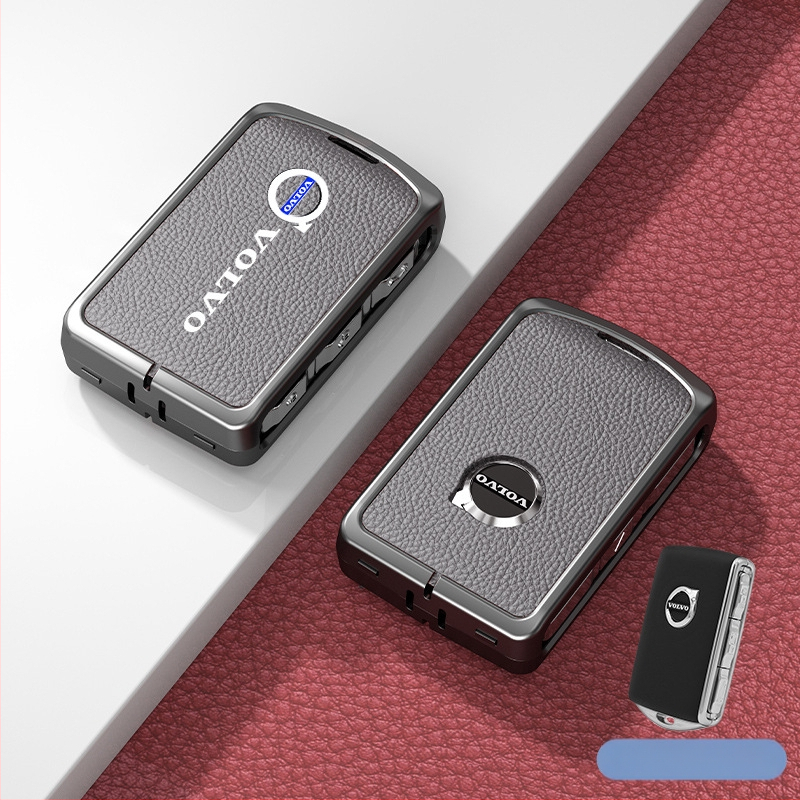 Κάλυμμα κλειδιού Volvo από δέρμα και μέταλλο – κράμα ψευδάργαλου, πολυτελές στιλ, συμβατό με XC60, S90, S60, XC90, V60, V40, Διαθεσιμότητα παραμετροποίησης