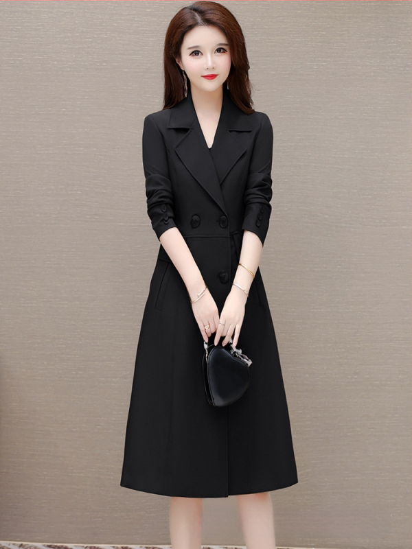 Damski trench coat srednje duljine, jesen 2025, korejski stil, slim fit, elegantan i zreo ženski kaput