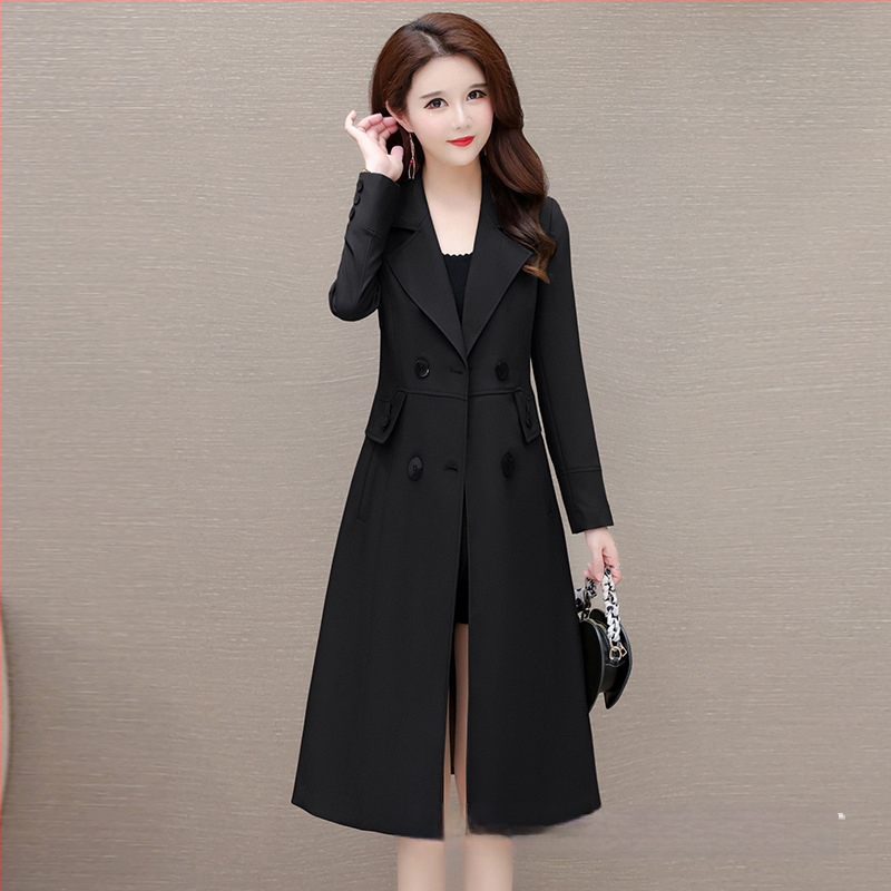 Damski trench coat srednje duljine, jesen 2025, korejski stil, slim fit, elegantan i zreo ženski kaput