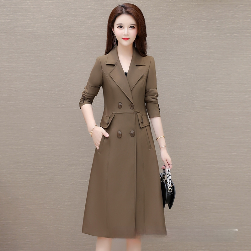 Damski trench coat srednje duljine, jesen 2025, korejski stil, slim fit, elegantan i zreo ženski kaput