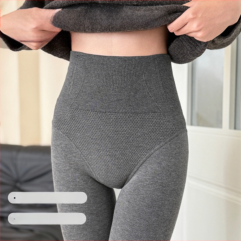 Sive ženske pamukaste leggings s visokim strukom i rebrastim uzorkom, za žene, oblikuju tijelo i podižu stražnjicu
