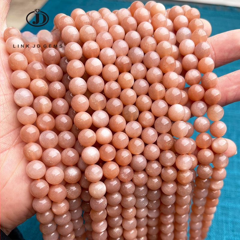 Jingde Jewelry 7A sunčani kamen slobodne perle za DIY nakit, komponente za narukvicu, narančasti mjesečev kamen i labradorit, okrugle perle – poluproizvod