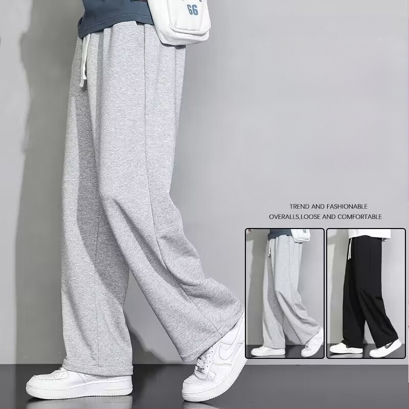 Muške hlače u japanskom stilu, jednobojne, s fleece unutrašnjosti, zimi, opuštena kroja, ravne nogavice
