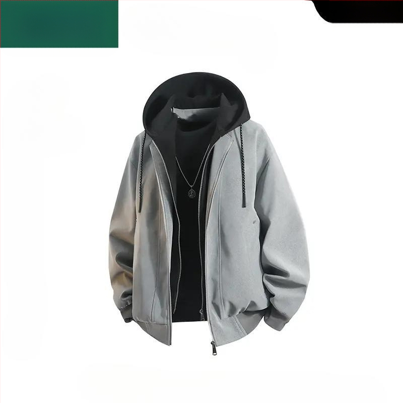 Muška jakna od umjetne kože s kapuljom u američkom stilu, jesenji streetwear, oversize, casual