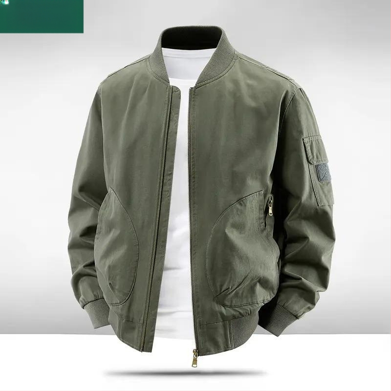 Muška jakna od 100% pamuka, retro stil, plus veličina, bomber s baseball ovratnikom i stojećim ovratnikom, proljeće i jesen.