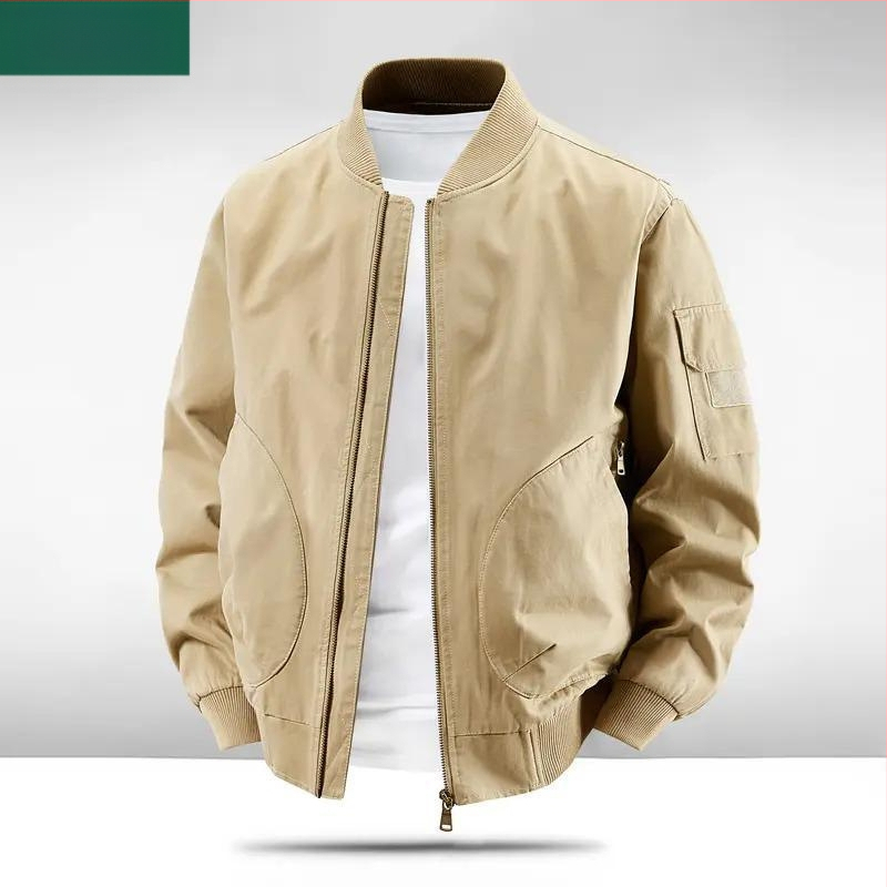 Muška jakna od 100% pamuka, retro stil, plus veličina, bomber s baseball ovratnikom i stojećim ovratnikom, proljeće i jesen.