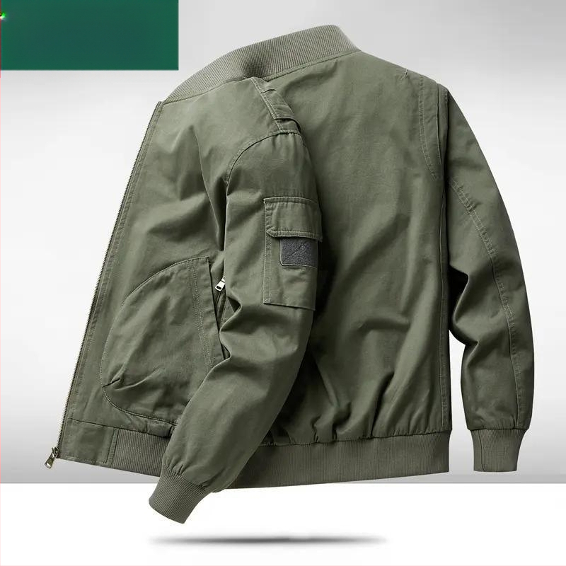 Muška jakna od 100% pamuka, retro stil, plus veličina, bomber s baseball ovratnikom i stojećim ovratnikom, proljeće i jesen.