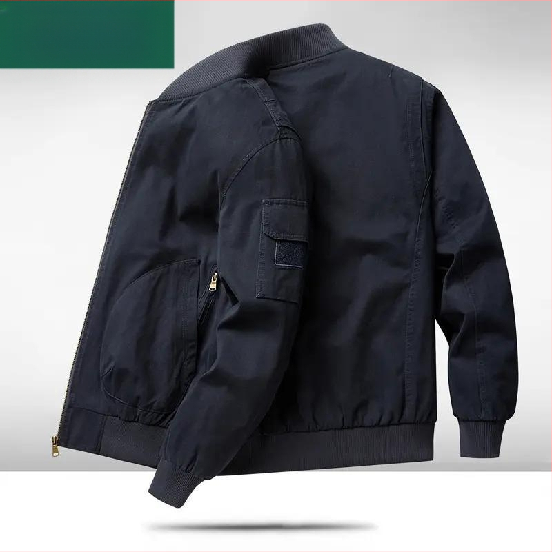 Muška jakna od 100% pamuka, retro stil, plus veličina, bomber s baseball ovratnikom i stojećim ovratnikom, proljeće i jesen.