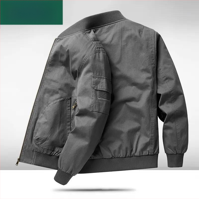 Muška jakna od 100% pamuka, retro stil, plus veličina, bomber s baseball ovratnikom i stojećim ovratnikom, proljeće i jesen.