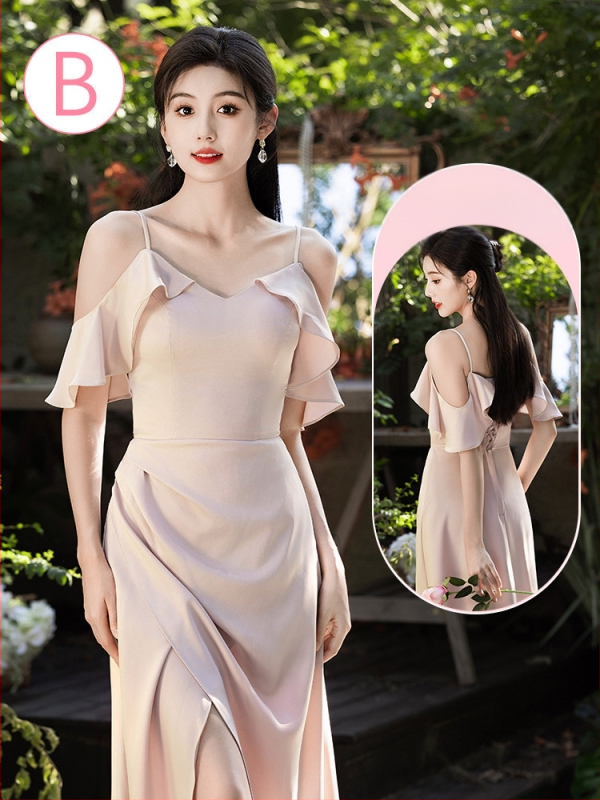 Līgavaines kleita ar augstu jostu, gara A līnija, dekolts uz vienu plecu ar dubultu apdari, princises stils