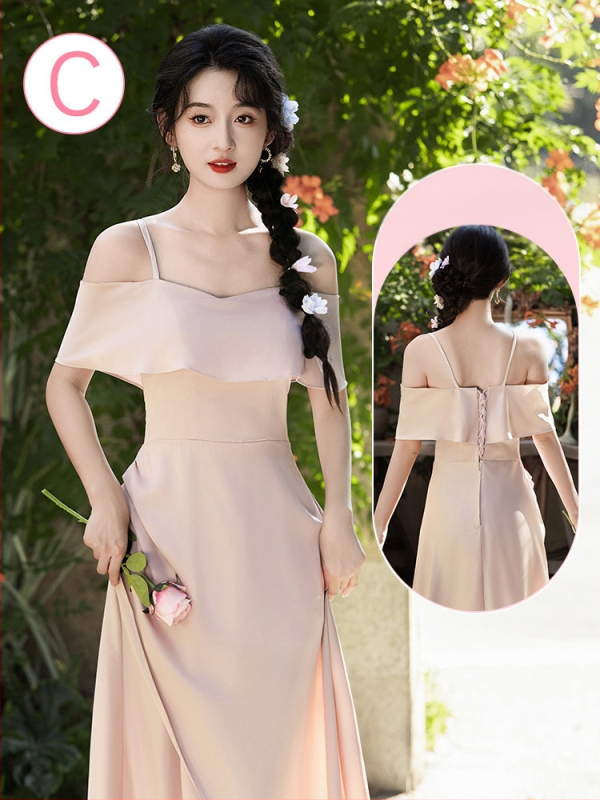 Līgavaines kleita ar augstu jostu, gara A līnija, dekolts uz vienu plecu ar dubultu apdari, princises stils