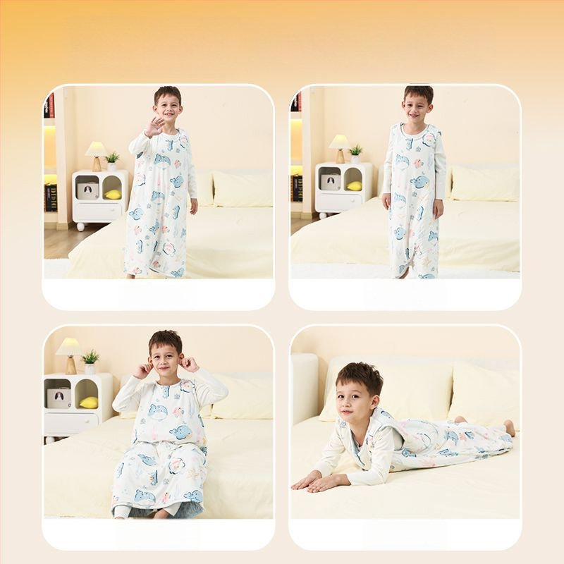 Lapse vestistiiliga magamiskott kevad- ja sügisperioodiks, eraldatavate jalgade ja kõhu kaitsega, puuvillane väliskangas, polüesteritäidis