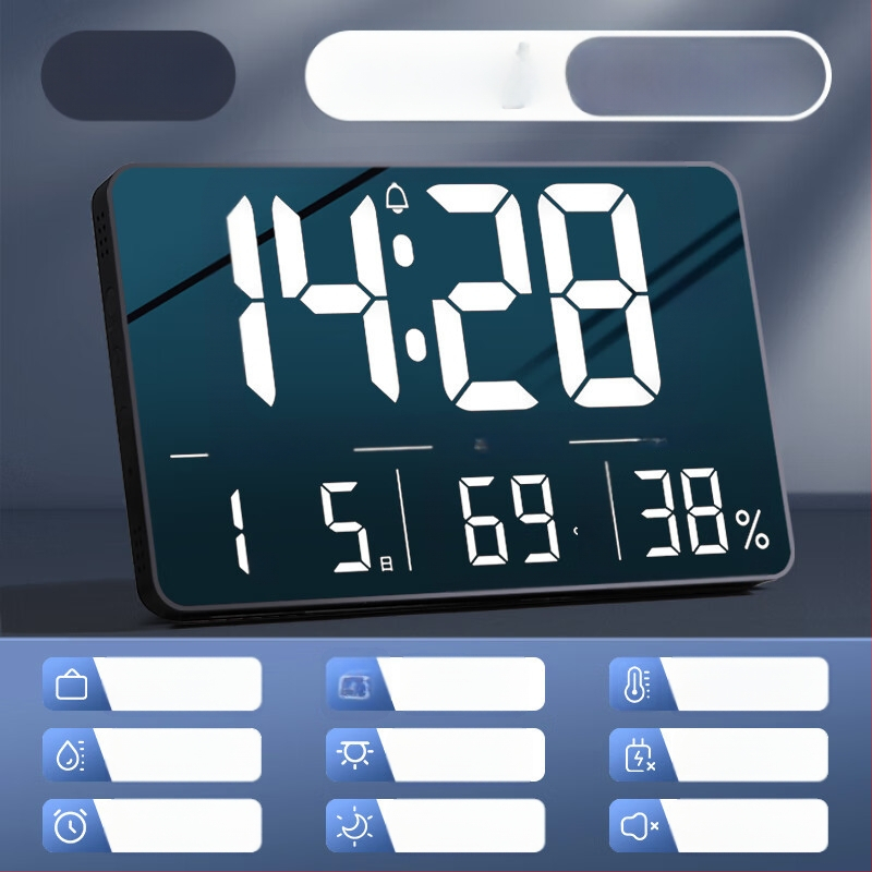 LED digitalni zidni sat s termometrom, kalendarom i alarmom i pozadinskim osvjetljenjem