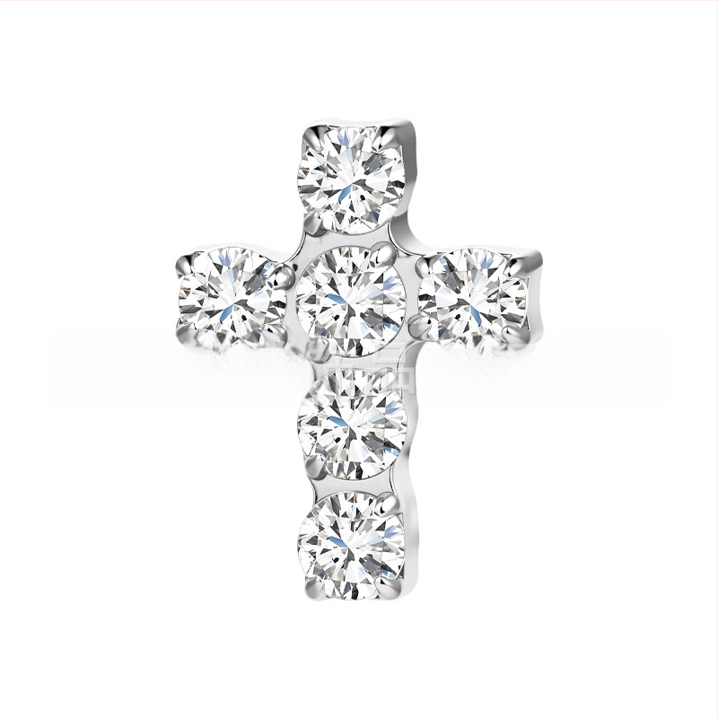 F136 titánötvözet kereszt alakú fülbevaló gyémánt betéttel és cirkóniummal