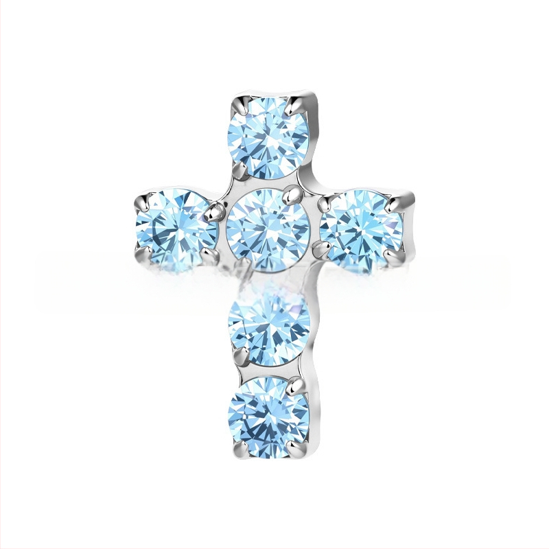 F136 titánötvözet kereszt alakú fülbevaló gyémánt betéttel és cirkóniummal