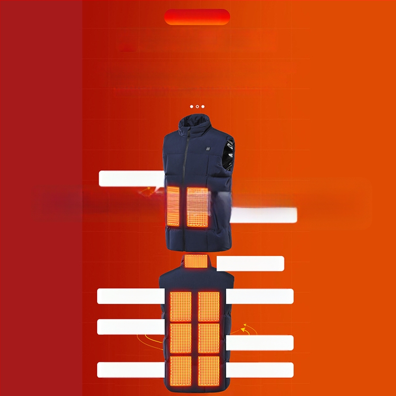 USB laadimisega elektriline soojendusega vest, püsiv temperatuur, stand-up krae ja tõmblukk, vaba lõige