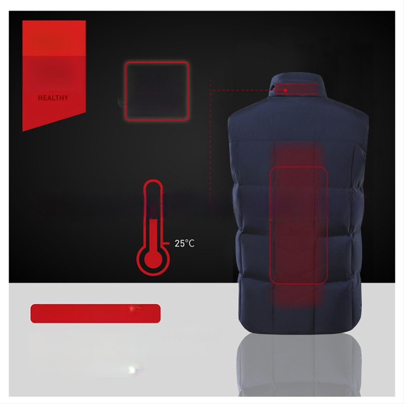 USB laadimisega elektriline soojendusega vest, püsiv temperatuur, stand-up krae ja tõmblukk, vaba lõige