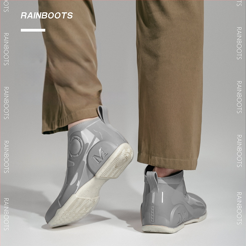Ανδρικά Μποτάκια Βροχής Μόδας, PVC Επάνω, Αδιάβροχα, Αντιολισθητικά, EVA Πάτος, Επένδυση από Μαλλί Προβάτου, Χαμηλός Ύψος