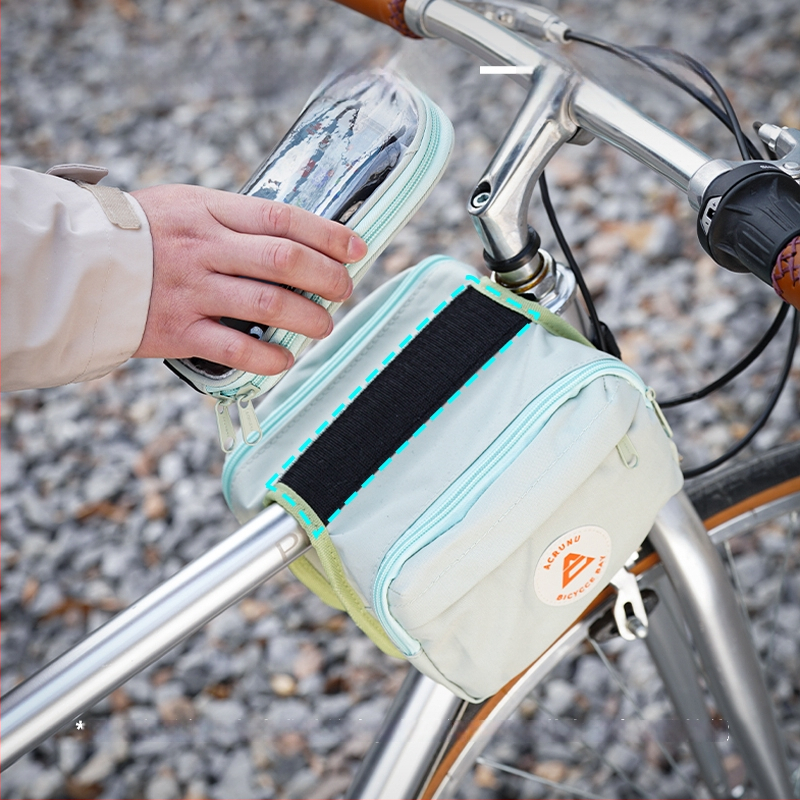 Ai Ruilun Kerékpáros Táska, Modell 985, Kapacitás 3.3L, Anyag: Selyem virágmintás, Első váz táska hegymászó és országúti kerékpárokhoz